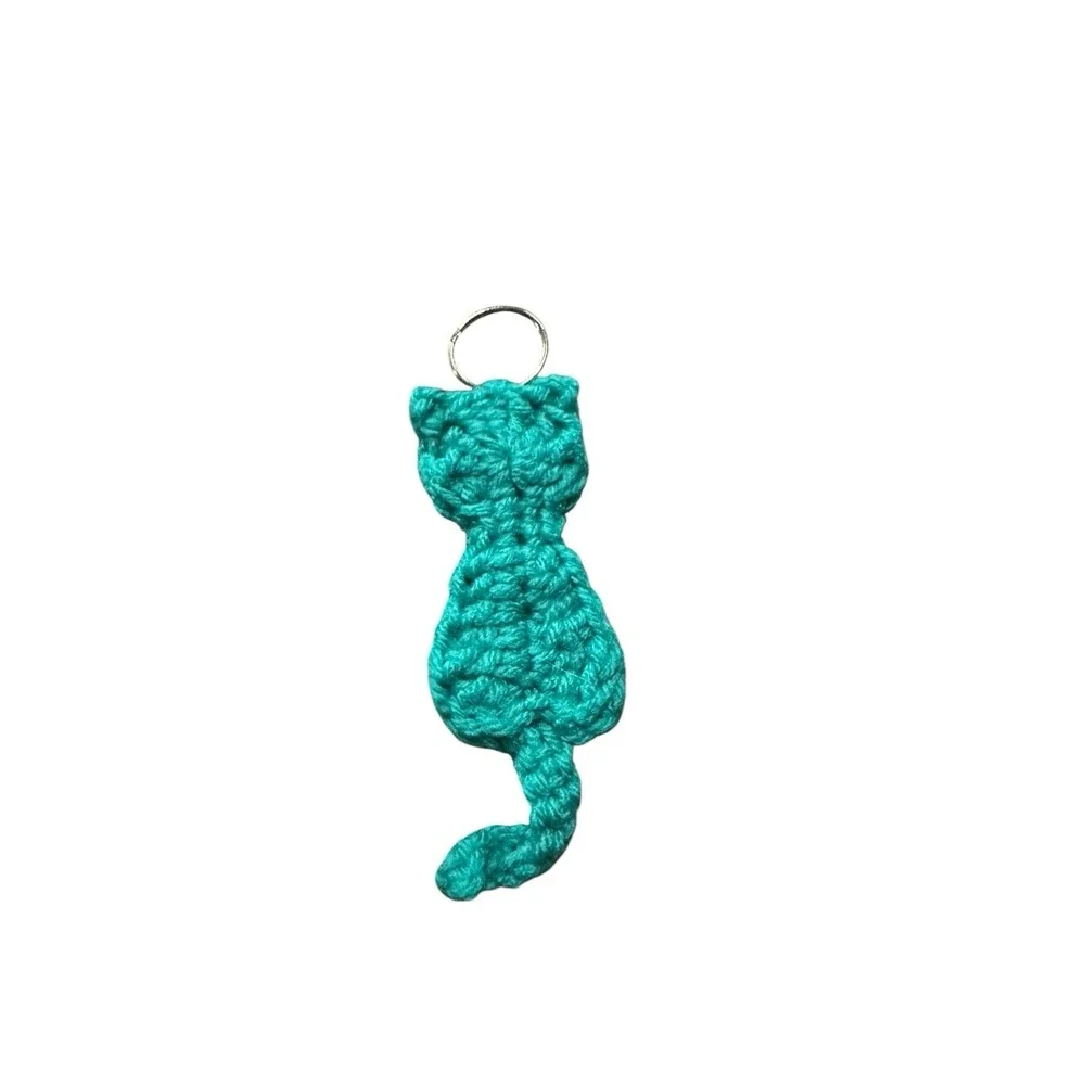 NEW‎ handmade crochet CAT kitten keychain bag purse charm gift